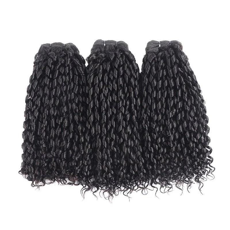 Perismoda Pixie Curly Human Hair 3 Bundles Brazilian Virgin Hair Extensation